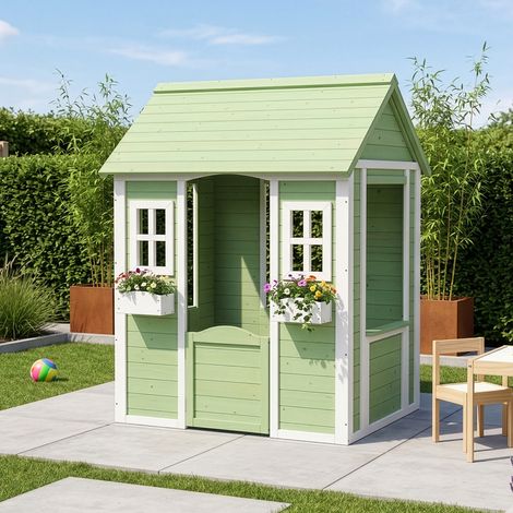 Maisonnette de jeu pour enfants Kuoldsvin bois de pin 44 x 107 x 90 cm vert blanc [en.casa] (1/5)