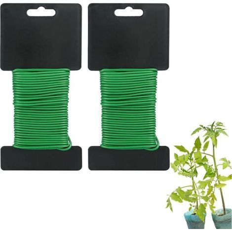 Lntyq 2pcs Fil Jardinage Vert, Fil de Jardin, Fil pour Plantes, Fil de Jardinage, Fil de Fer Jardin, 2.5 mm x 10 m Liens de Jardinage pour Ligatures, Attache Plantes Souple, Attaches de Fil de Jardin (1/5)