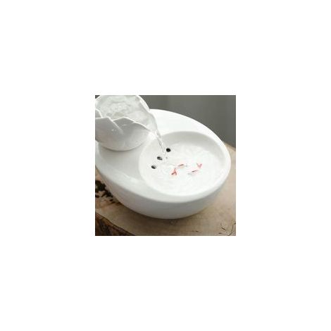 Fontaine à eau en céramique pour chat, distributeur d'eau pour animaux de compagnie - Fontaine verticale Lotus pour chat - Filtre à circulation automatique, eau saine et hygiénique, fond décoré de pet (1/5)