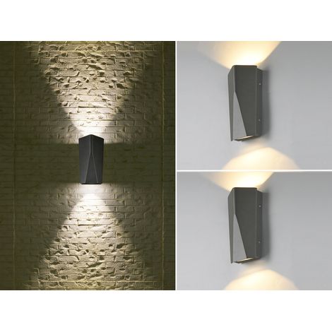 Eckige Up & Down LED Außenwandlampen 2er SET aus Aluminiumguss in Anthrazit (1/5)