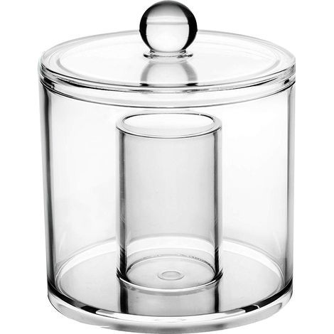 Boîte de rangement en acrylique pour cotons-tiges et cotons-tiges - un pot à pharmacie décoratif transparent avec couvercle, idéal pour votre salle de bain Il peut contenir des aliments, des bonbons (1/5)