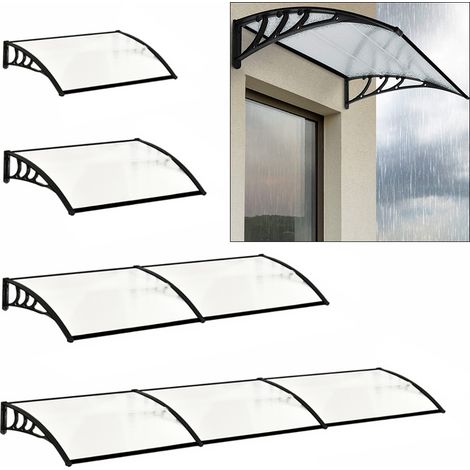 Door Canopy Awning Window Rain Snow Shelter Curved Sheet, Black 270CM