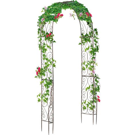 Arche de Jardin Arche à rosiers Style Fer forgé dim. 120L x 30l x 226H cm métal époxy Noir Vieilli cuivré (1/5)