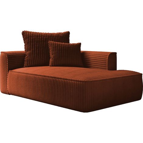 Méridienne droite en velours côtelé grosses côtes terracotta PINETA (1/5)