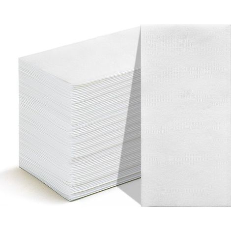 Lot de 100 Serviettes Jetables Pour Invités,Serviettes Papier,sensation lin,Serviettes en Papier Semblables à du Tissu,Doux et Résistant(30×43cm,Blanc). (1/5)