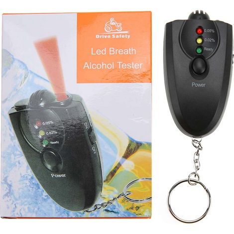 Tragbarer LED-Schlüsselanhänger-Alkoholtester mit Taschenlampenfunktion, Schwarz