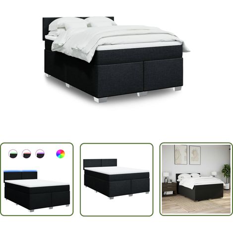 vidaXL Sommier à lattes de lit avec matelas Noir 140x200 cm Tissu (1/5)