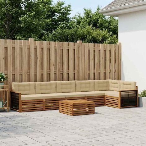vidaXL Outdoor-Sofagarnitur mit Kissen 7 pcs Natur und Beige (1/5)