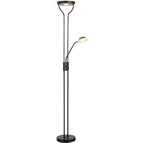 LED Stehleuchte Dimmbar Lesearm und Fluter verstellbar Schwarz matt H 180 cm (1/5)