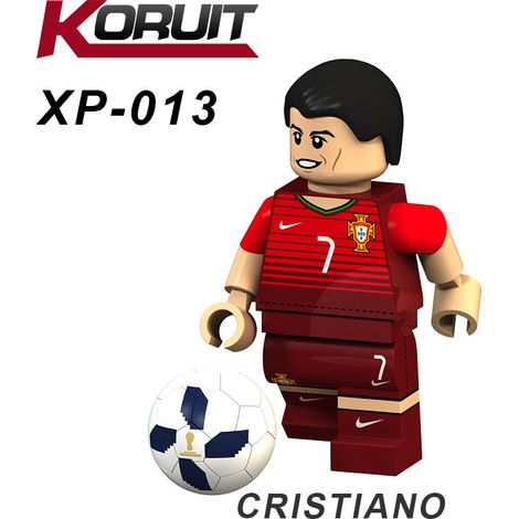 Statue de star du football Ronaldo, figurine articulée de la Coupe du Monde à assembler, minifigurine à construire (1/4)