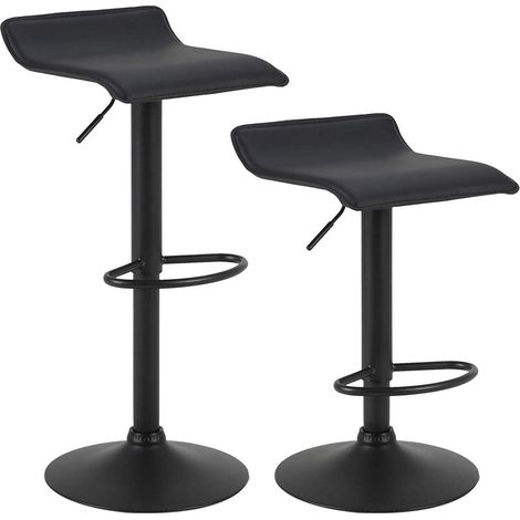 WOLTU Barhocker 2er Set Barstuhl Tresenhocker Bistrohocker Designer Hocker, höhenverstellbar drehbar, Kunstleder Stahl, Schwarz (1/5)