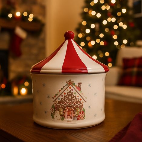 Barattolo in ceramica con decoro a biscotto decorazione natalizia Ø 18 cm (1/4)