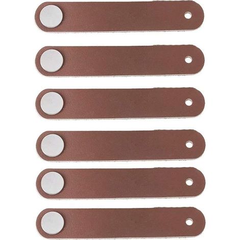 MINKUROW 6 Stück Lederschrankgriff Einloch-Leder-Türgriff im modernen Stil, Schubladen-Türgriff aus echtem Leder und Aluminiumlegierung (Braun) (1/5)