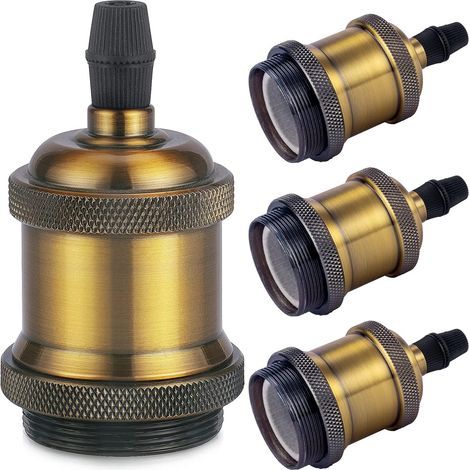 Vintage E27 douille de lampe, Edison retro suspension lampe, Solide céramique adaptateur, 4 Pièces laiton vintage socket (1/5)