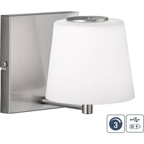 Lampada da parete lampada da parete touch dimmer sala da pranzo luce batteria dimmer USB 3 livelli, vetro metallo, 1x LED 2 watt 230 lm, PxH 14x17 cm, WOFI 4015.01.64.9000 (1/5)