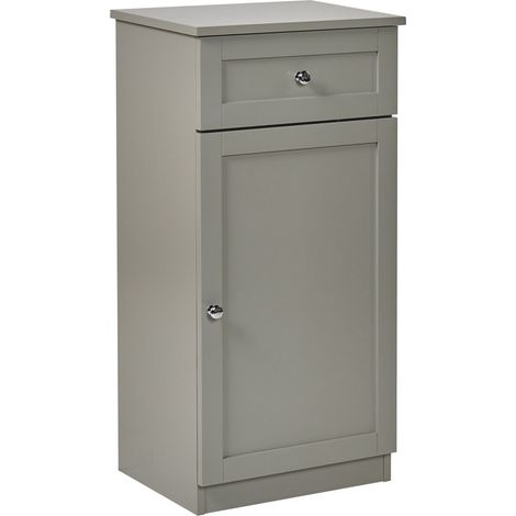 Bathroom Cabinet Grey MDF Storage with Shelves and Drawer Traditional Style Bathoom ATJONI (1/5)
