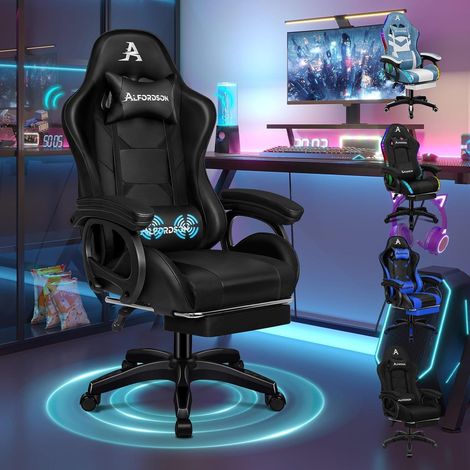 ALFORDSON Massage Gamer Stuhl mit Fußstütze 180kg Belastbarkeit (1/5)