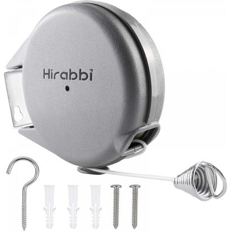 Ineasicer Corde à linge rétractable à fixation murale, extensible pour intérieur et extérieur, jardin, terrasse, buanderie ou buanderie (15 m gris) (1/5)