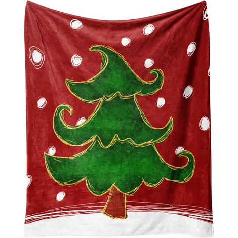 Couverture En Flanelle - Imprimée Arbre De Noël - 100 x 75 cm - Pour Bureau Sieste Climatisation Maison - 1 Pièce (1/4)