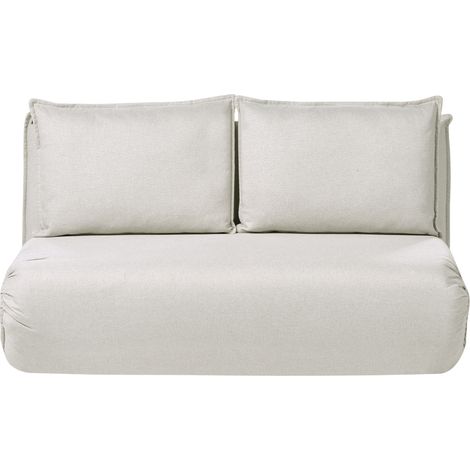 Sofá cama de 2 plazas tapizado de lino sintético sin reposabrazos con cojines adicionales sofá infantil blanco crema Roros (1/5)