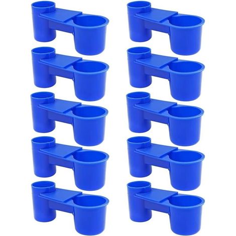 SABIR Lot de 10 distributeurs d’eau en plastique, avec bouteille de type coca à insérer, pour oiseau, pigeon, perroquet et élevage, bleue (1/5)