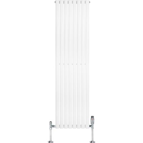 Radiatore Verticale Ovale 1800x480mm Bianco con Valvole TRV