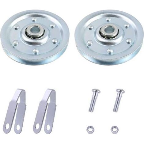 2-teiliges Metall-Heberollenlager, V-förmige Stahlseilrolle für Garagentore und Fitnessgeräte, Tragkraft 215 kg, Silber (1/5)