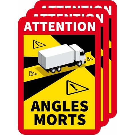 Adhésif Angles Morts Lot de 10 Spécial Camion Réglementation : Angle Mort Autocollants