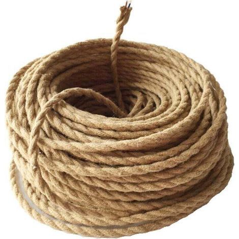 LED Lighting 10m Fil électrique Corde, 2 Cœurs Linge de Câble d'éclairage de Corde Vintage Fil de cuivre recouvert Rétro Tressé Industriel Corde pour DIY Pendentif Lampe (1/4)
