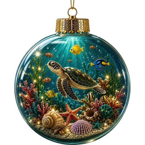 Boule de Noël en cristal sur le thème de l'océan, décoration pour sapin de Noël, boule de cristal lumineuse, cadeau de Noël, modèle P avec lumières. (1/5)