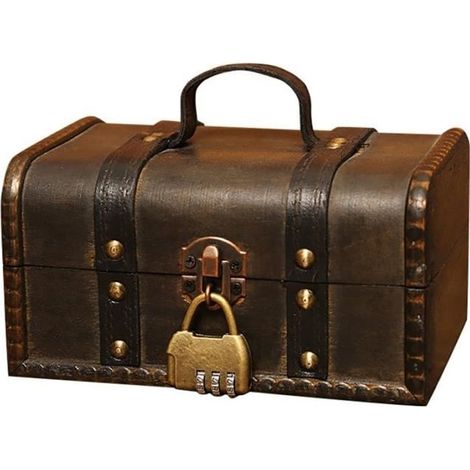 (grau) Retro-Vintage-Schatzkiste im Antik-Stil aus Holz, Aufbewahrungsbox für Kleiderschrank und Schmuckkästchen (1/4)
