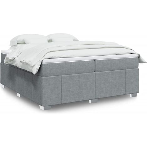 Boxspringbett mit Matratze Hellgrau 200x200 cm Stoff