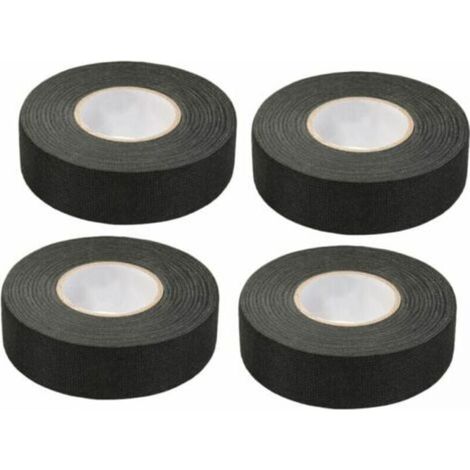 4 Pieces Black Self-Adhesive Tape (1.5 cm x 15 m) - Car Cloth Tape, High Temperature Adhesive Tape, Strong Black Tape, Fabric Tape, Car Wiring Harness Tape (1/5)