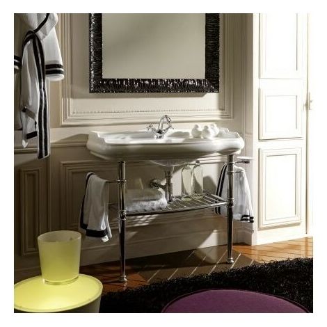 Cristina Ondyna – Vasque à poser en céramique rétro luxe 100cm blanc brillant – Perçage monotrou – Trop plein – Largeur 100cm – WPG10509 (1/4)