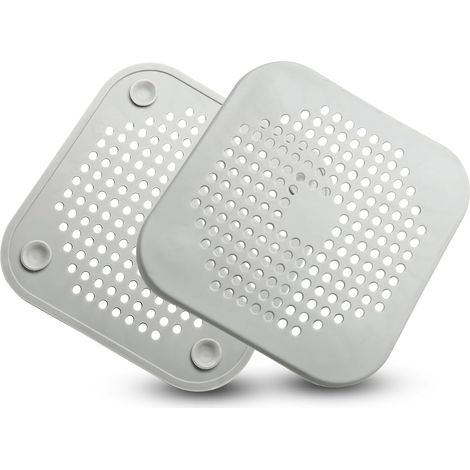 Set mit 2 Abflussstopfen für Bodenabläufe, grauer Silikon-Haarfilter, Schutzfilter für Abflüsse (1/5)