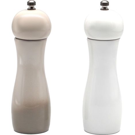 Moulin à poivre manuel, flacon à épices pour poivre noir, ustensile de cuisine, blanc + broyeur dégradé (1/4)