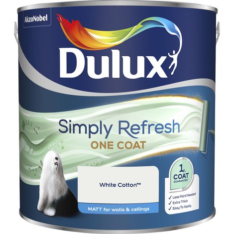 Dulux Simply Refresh One Coat Matt Emulsion Paint - 2.5L - White Cotton