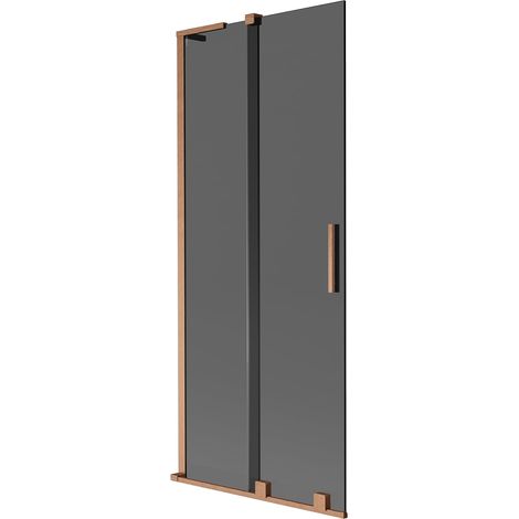 Mexen Velar L mampara de bañera de 2 hojas deslizables 80 x 150 cm, grafito, cobre cepillado - 896-080-003-41-65 (1/5)