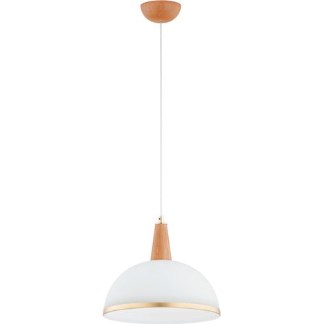Suspension bois métal dôme blanc-or E27 15W Reyno Alfa (1/3)
