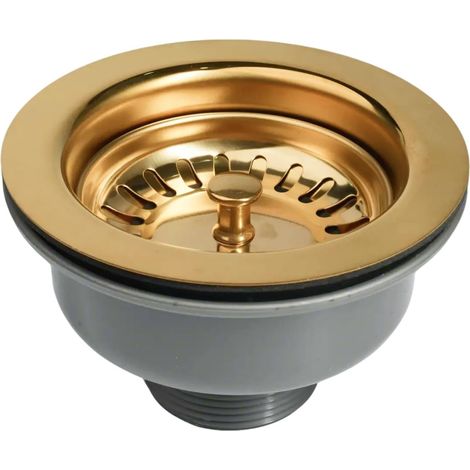 or bonde d'évier inox 114 mm G1½ Panier evier sans trop plein panier, 304 Acier inoxydable ABS, bonde dorée Évier 114mm s'adapte aux trous d'évier standards(83-90 mm) (114mm glod)