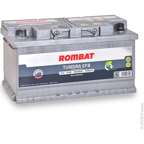 Batterie voiture EFB 12V 75Ah 760A – Plomb Calcium – Dimensions 315x175x175mm – Compatible Ford Kuga II et autres – Rombat - TEFB475 (1/2)