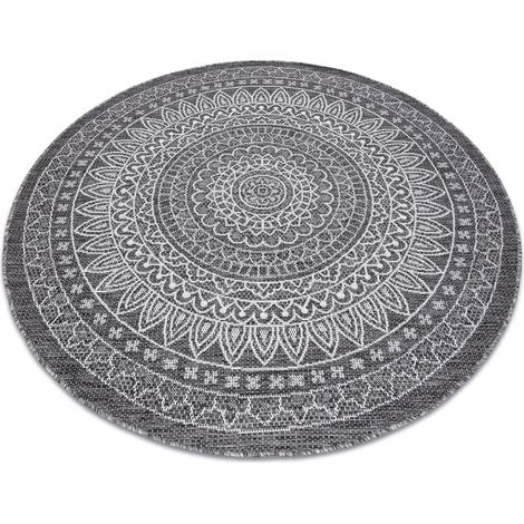 Carpet SISAL LOFT 21207 Rosette BOHO circle ivory/silver/grey grey round 120 cm