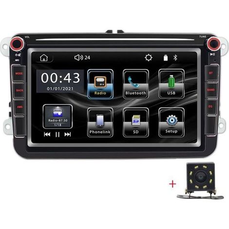8‘’ Autoradio Bluetooth grand écran HD lecteur MP5 de voiture Appel Bluetooth avec caméra 8 lumières pour Volkswagen 9083 (1/3)