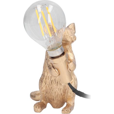 Lampe souris moderne en résine E12, décoration de bureau créative, lampe animalière pour chambre ou salon, 110-220 V, prise UE dorée (1/5)