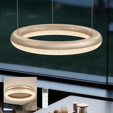 doporro Lampe de Plafond Plafonnier LED Triple Commande Hauteur Réglable Lampe de Nuit Suspension Lustre Salon Salle à Manger Chambre Or Givré Poudré 400×400 MM 30W Luvina03 (1/5)