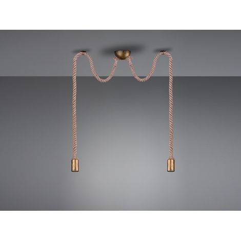 Rustikale Affenschaukel Lampe ROPE 2-flammig aus Hanfseil, Höhe 150cm (1/5)