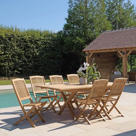 FUN - Salon de jardin en teck 8/10 personnes (1/5)
