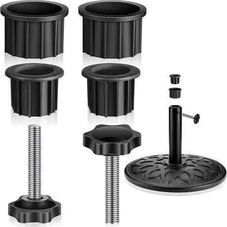 Accessoires pour pied de parasol : 2 vis à main, vis de fixation du pied de parasol, housse pour le mât du parasol (1/4)