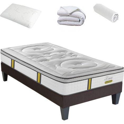Pack Prêt à dormir avec matelas à ressorts ensachés Blanc 90x200 cm (1/5)