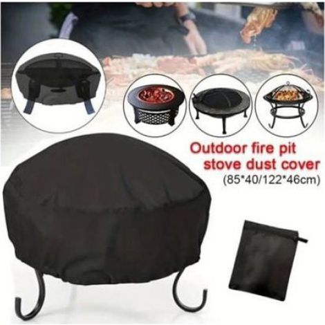 Housse Brasero - Ronde 85 cm x 40 cm - Imperméable Coupe-Vent - PVC 210D - Noir (1/3)
